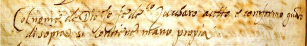 Firma autografa di Federico Zuccari sul contratto di matrimonio per sua figlia Isabella il 24 giugno 1599. Il contratto è stato stipulato nel Palazzo Zuccari, Roma, Archivio di Stato.