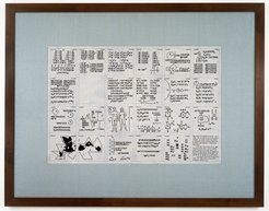 Elaine Reichek, SETI, 2004, hand embroidery on linen, 101,6 x 144,8 cm (40 x 57 in.)