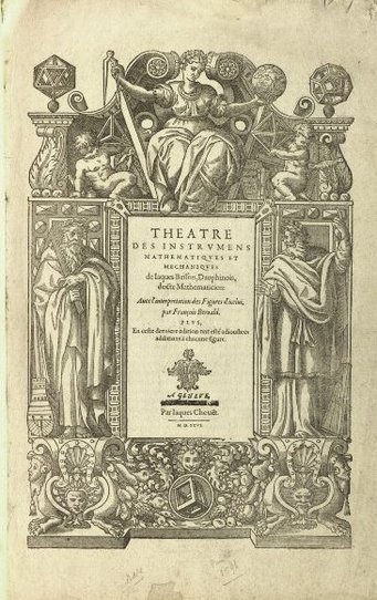 Frontispiece from Jacques Besson’s Theatre des instrumens mathematiques et mechaniques, Geneva 1596. Courtesy of the Max Planck Institute for the History of Science, Library. Frontispiece from Jacques Besson’s Theatre des instrumens mathematiques et mechaniques, Geneva 1596. Courtesy of the Max Planck Institute for the History of Science, Library.