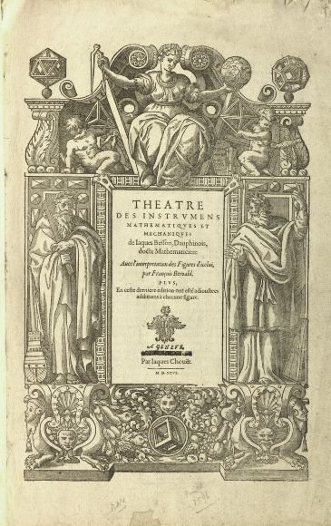 Frontispiece from Jacques Besson’s Theatre des instrumens mathematiques et mechaniques, Geneva 1596. Courtesy of the Max Planck Institute for the History of Science, Library.