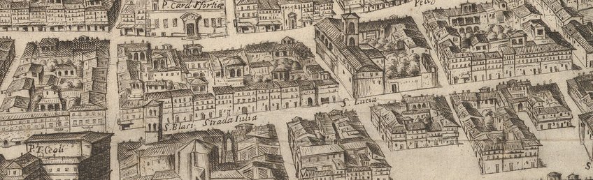Antonio Tempesta, Plan of the City of Rome (detail), 1645, Etching with some engraving, 105 x 240 cm. New York, Metropolitan Museum of Art (Photo Public Domain)