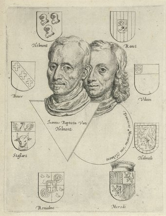 Portraits of Jan Baptista (in the front) and Franciscus Mercurius van Helmont, by Cornelis de Man, paper, 1648. Portraits of Jan Baptista (in the front) and Franciscus Mercurius van Helmont, by Cornelis de Man, paper, 1648.