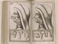 Zwei Zeichnungen von Köpfen im Profil mit anatomischen Details.