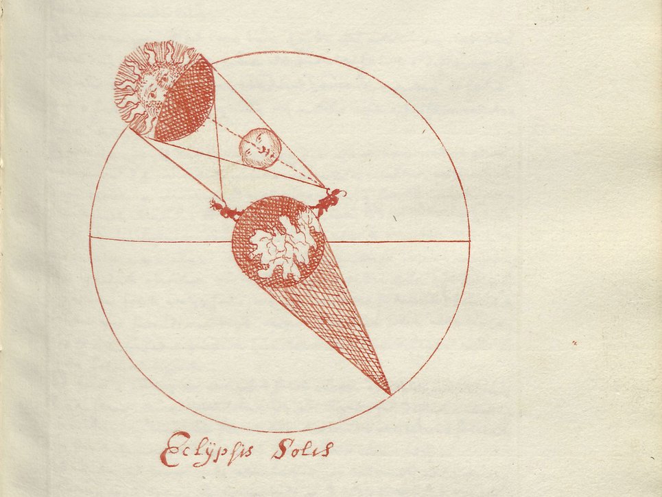 © Leiden University Libraries, MS BPL 3018, f. 152r. Diagram of a solar eclipse, in the student notebook of Johannes Knotter (Leuven, 1683)