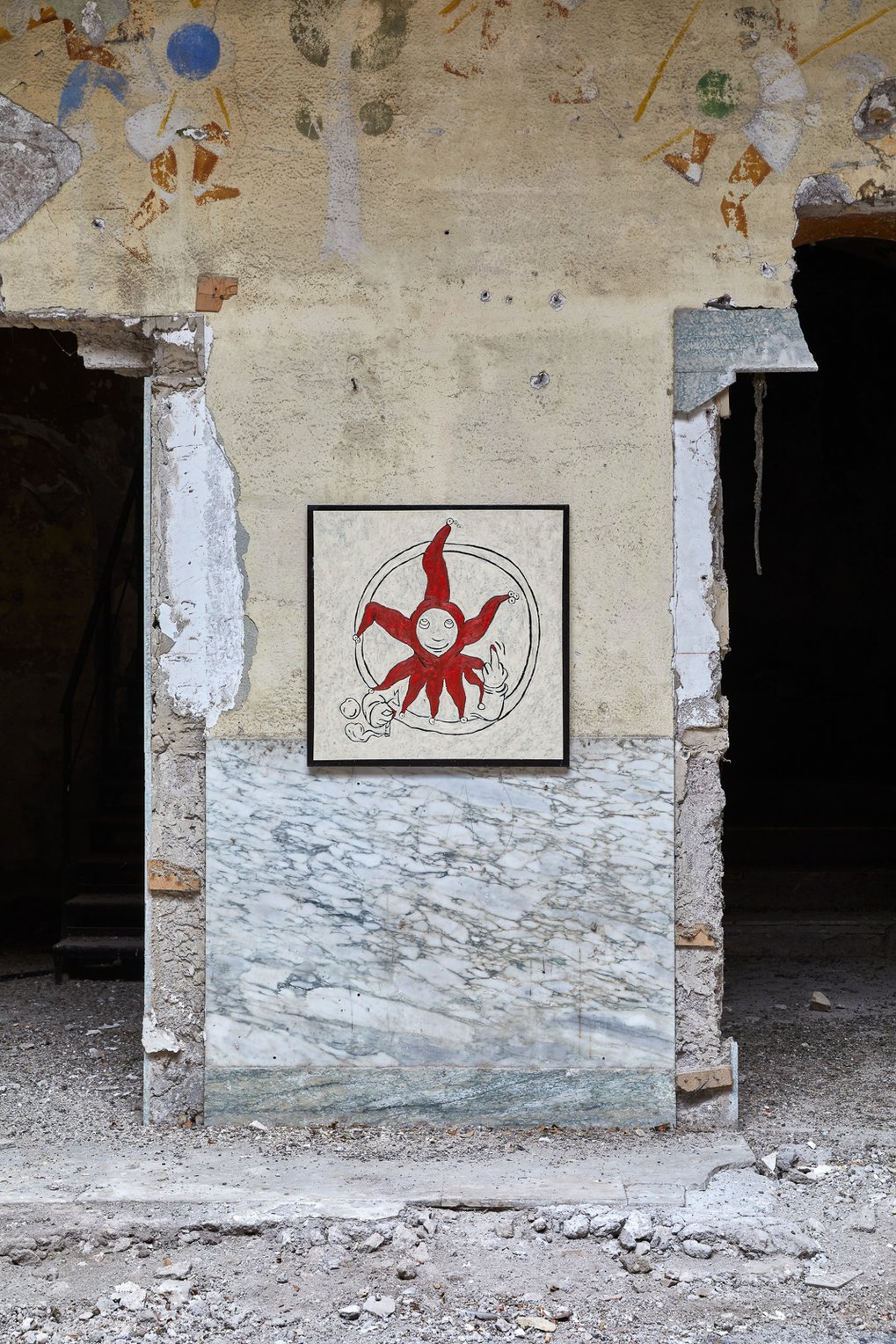 «Did you enjoy it?», 2023, mixed techniques on canvas, 80x80 cm, © Bibliotheca Hertziana, Enrico Fontolan «Did you enjoy it?», 2023, mixed techniques on canvas, 80x80 cm, © Bibliotheca Hertziana, Enrico Fontolan