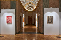 «Know Yourself» (left), 2024, oil on linen, 70x50 cm, © Bibliotheca Hertziana, Enrico Fontolan«Untitled» (right), 2024, oil on linen, 70x50 cm, © Bibliotheca Hertziana, Enrico Fontolan