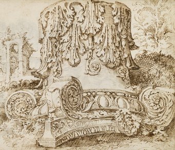 Maarten van Heemskerck, Composite Capital and Colosseum, detail, c. 1532–1536, preliminary drawing in lead pencil pen and brown ink © Staatliche Museen zu Berlin, Kupferstichkabinett / Dietmar Katz Maarten van Heemskerck, Composite Capital and Colosseum, detail, c. 1532–1536, preliminary drawing in lead pencil pen and brown ink © Staatliche Museen zu Berlin, Kupferstichkabinett / Dietmar Katz