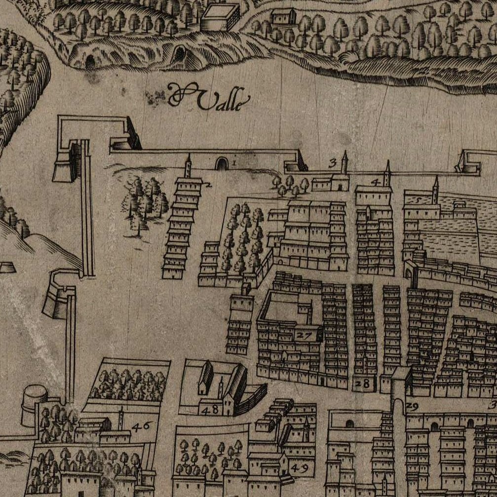 Carlo Theti, "Neapolis urbs ad verissimam effigiem […] nuper expressa", 1560 (particolare)