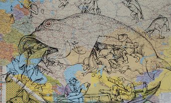 Yurii Solomko, “Large Fish Eat Smaller Ones”, 2015, 107x87 cm. Courtesy of the artist. Yurii Solomko, “Large Fish Eat Smaller Ones”, 2015, 107x87 cm. Courtesy of the artist.