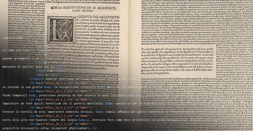 The image is a composition of a page digitization and code to illustrate the topic of the conference