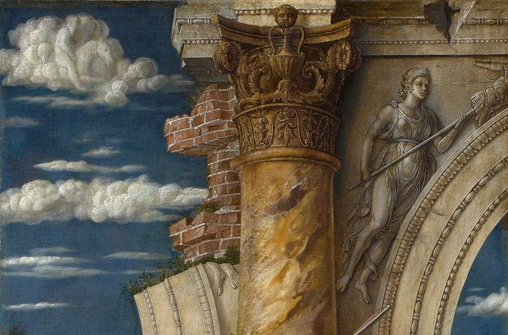 Andrea Mantegna, Hl. Sebastian&nbsp;(Ausschnitt), um 1457/59,&nbsp;Kunsthistorisches Museum Wien