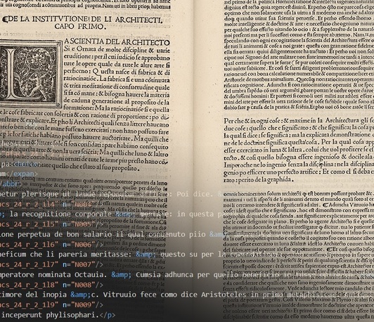 The image is a composition of a page digitization and code to illustrate the topic of the conference